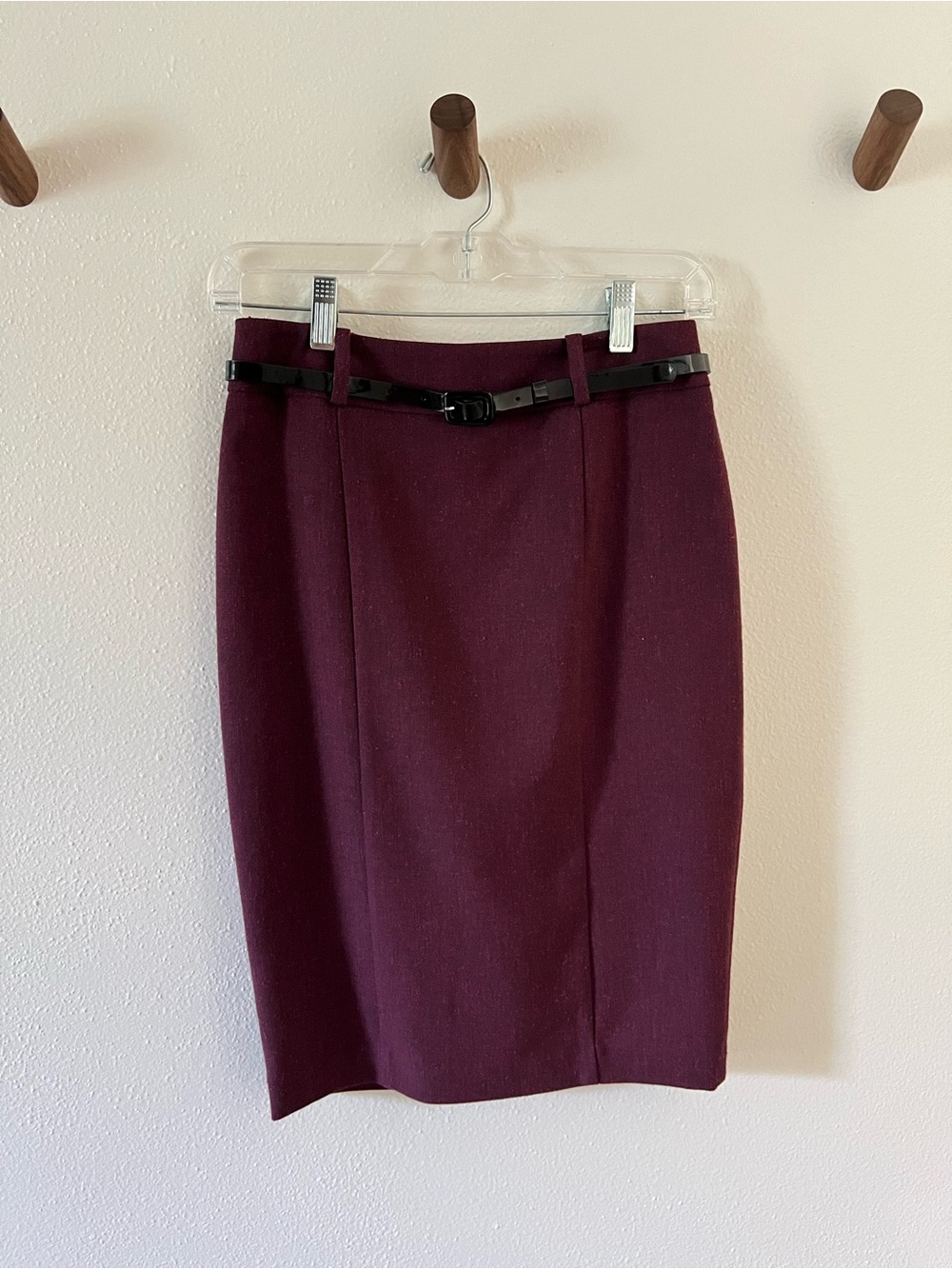 Mossimo Supply Co. Plum Pencil Skirt with Slim Black Belt